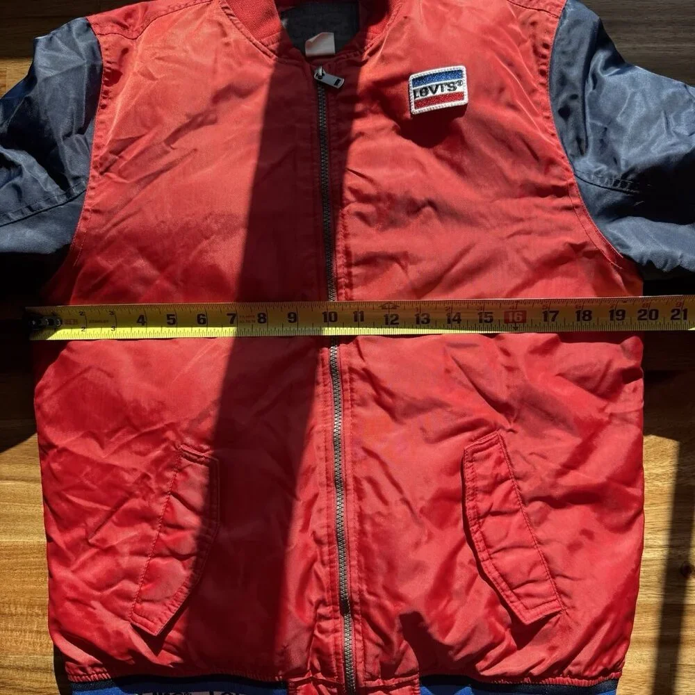 Levi’s Bomber Jacket Coat Boys Sz XL 13-15 Yrs Red White Blue Retro Flag Preppy‎